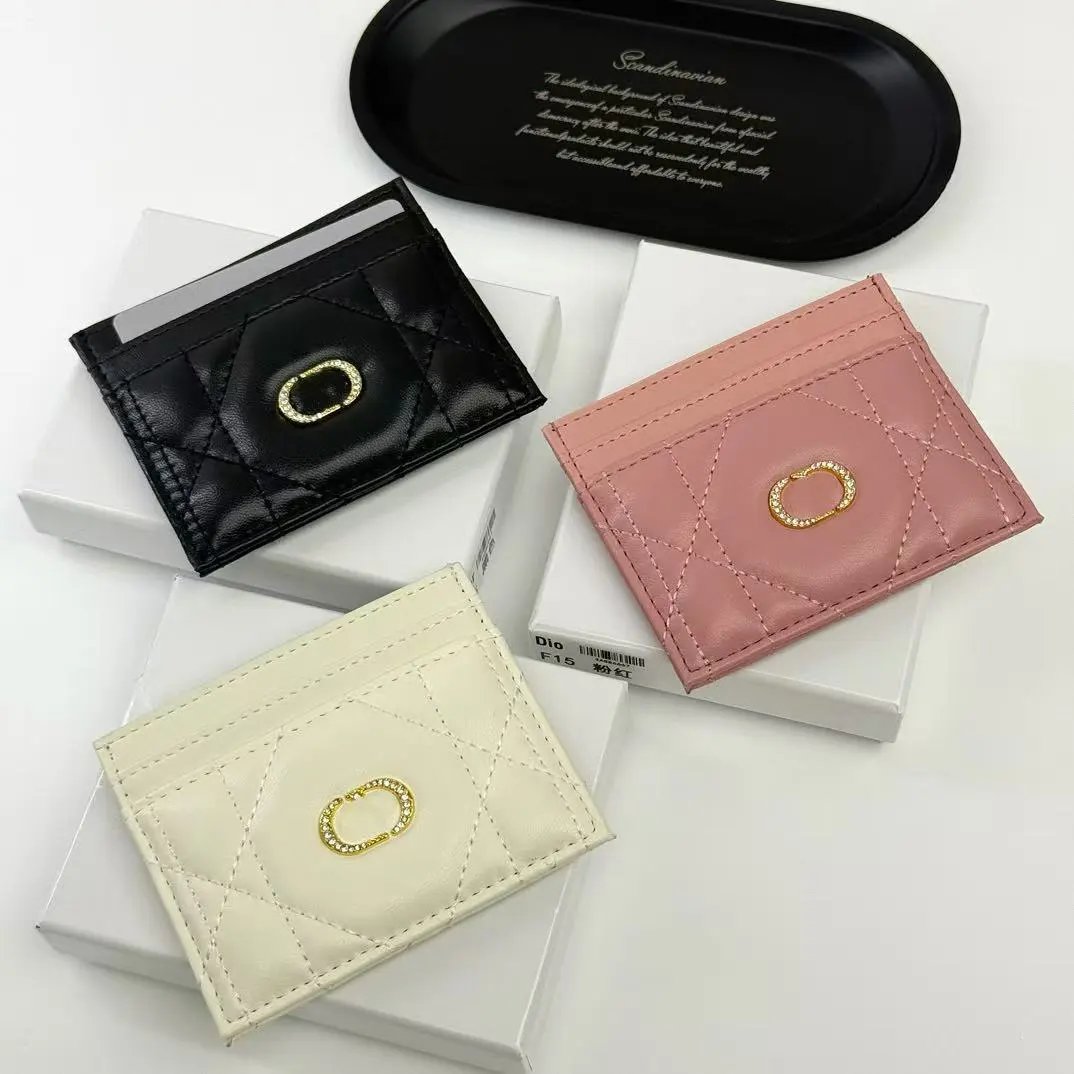 Dior Card Holder Quilted Leather in Black, Pink, and Beige - 2