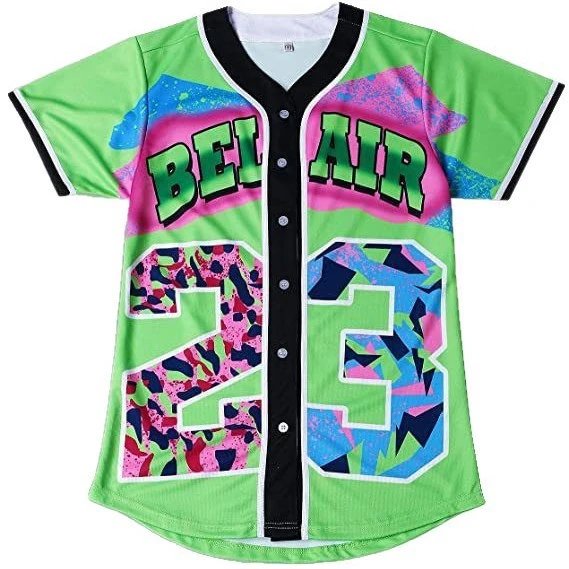 Unbranded Shirts Short-Sleeve Button-Front Baseball Jersey with Bel Air 23 Graphic image 5