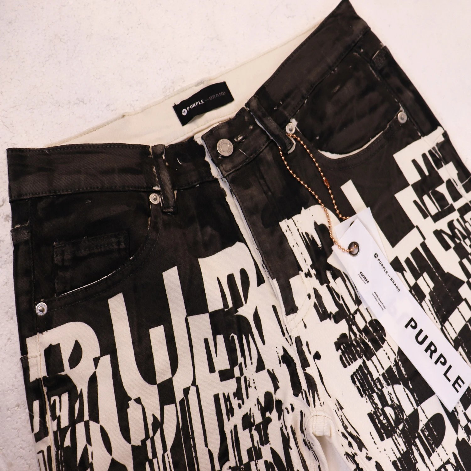 Purple Brand Graphic Print Jeans Gray White - 13
