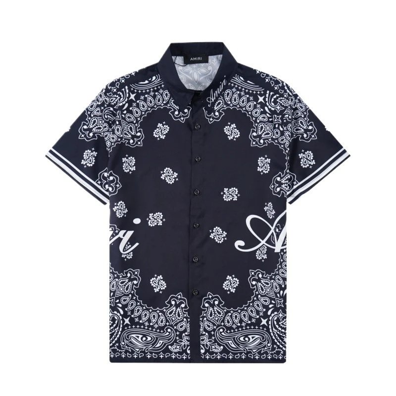 AMIRI Shirts Short-sleeve button-up shirt with paint-drip logo graphic image 5