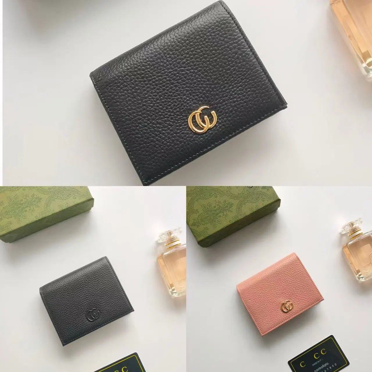 Gucci GG Marmont Mini Wallet Pink Leather Short Wallet - 3