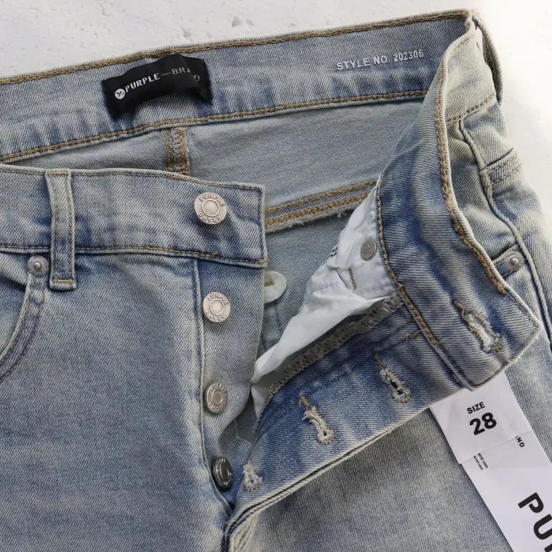 Purple Brand Signature Script Washed Light Blue Jeans - 3