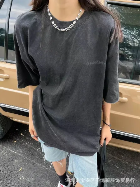 Design Skull Embroidered Washed Black T-Shirt - 41