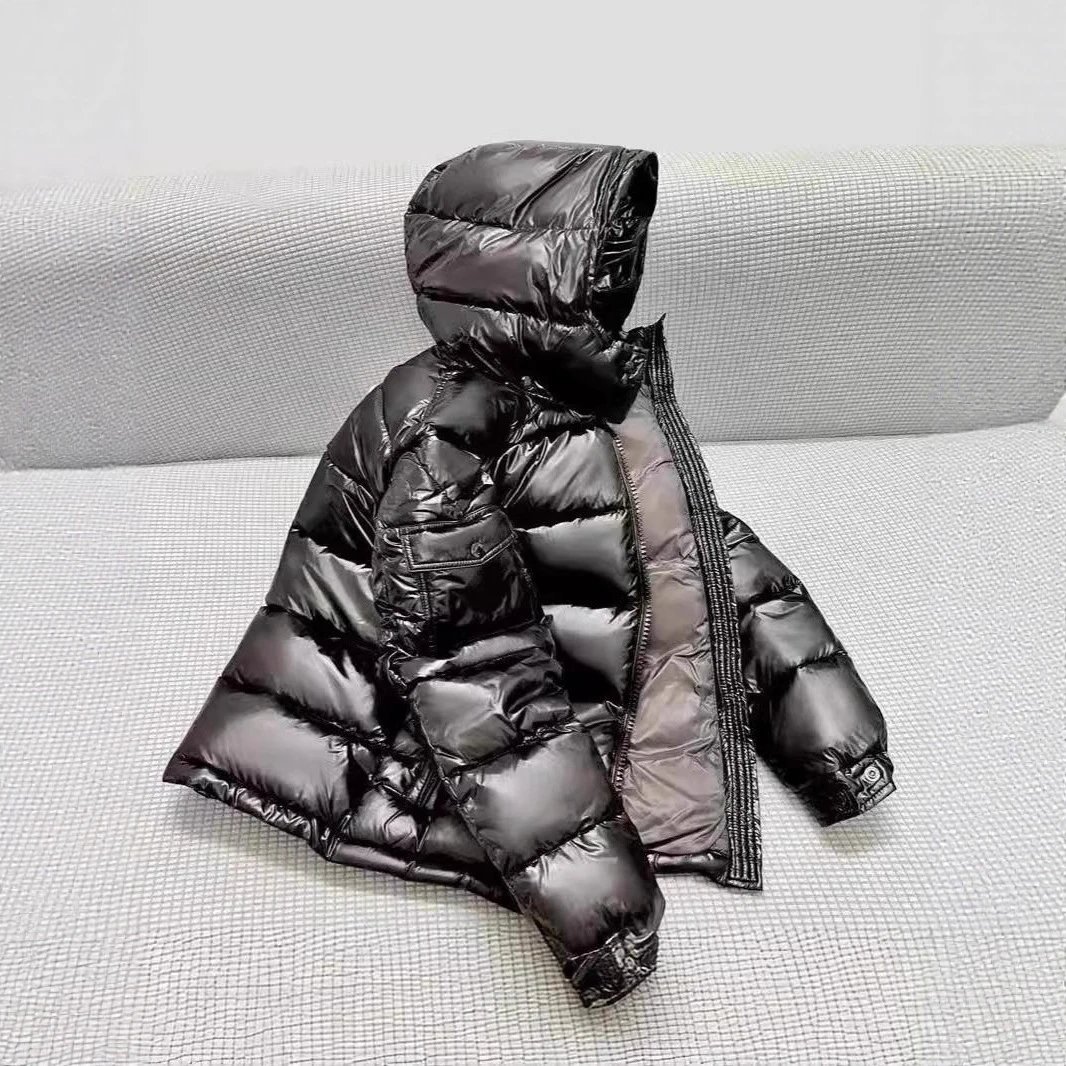 Unbranded Down Jackets Hooded glossy quilted puffer jacket with sleeve pocket image 3