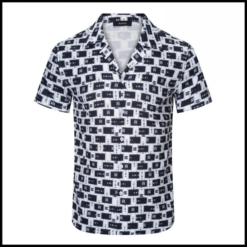 AMIRI Shirts Short-sleeve button-up shirt with paint-drip logo graphic — 9538
