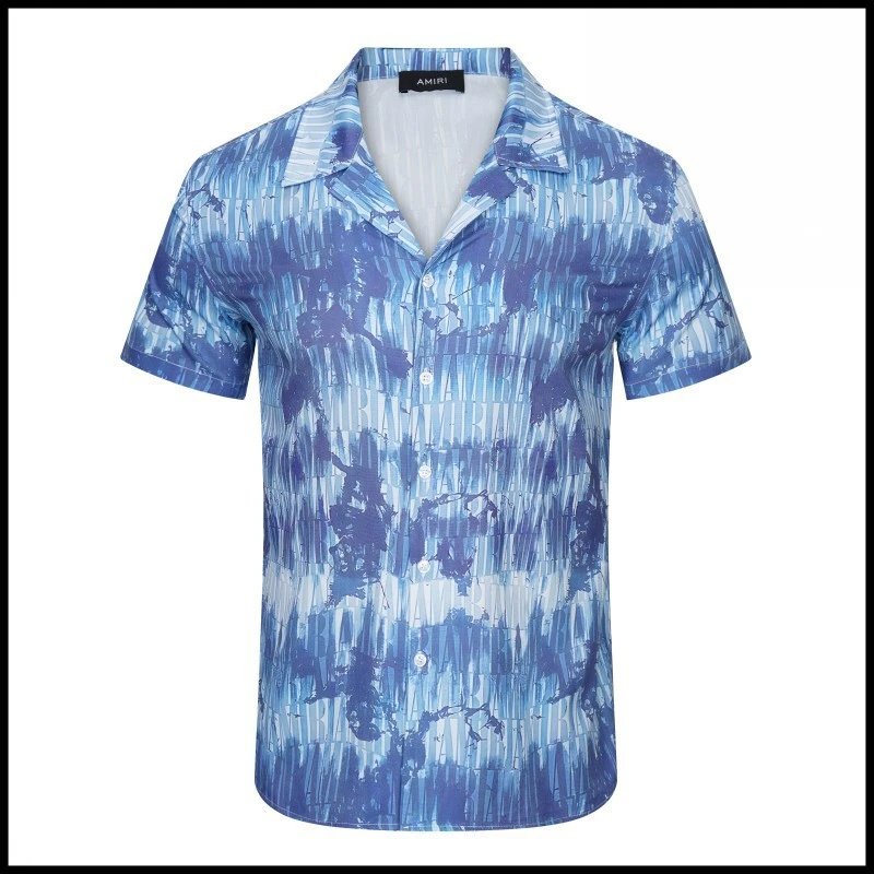 AMIRI Shirts Short-sleeve button-up shirt with paint-drip logo graphic — 9548