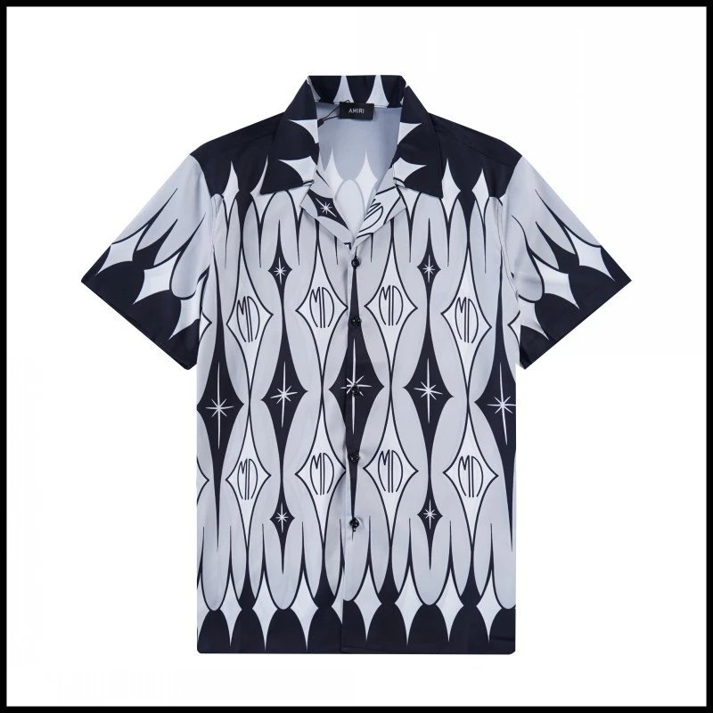 AMIRI Shirts Short-sleeve button-up shirt with paint-drip logo graphic — 9683
