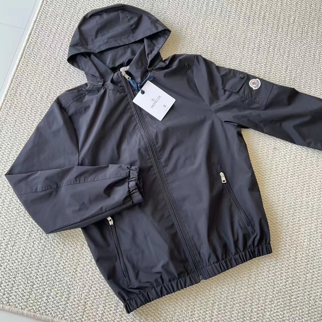 Moncler Jackets Hooded zip-up jacket with sleeve patch and zip pockets image 3