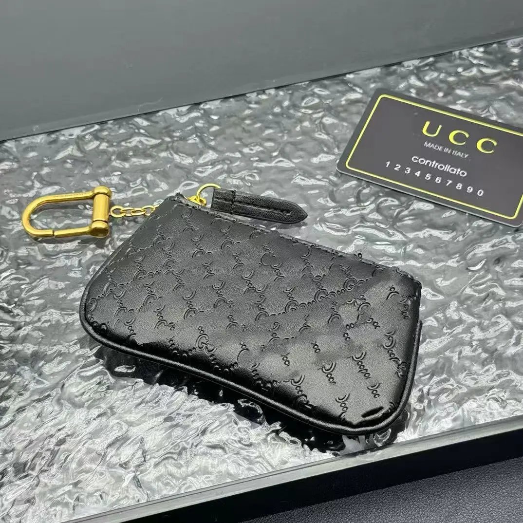 Design UCC Chevron-Quilted Key Pouch Black Wallet Coin Purse - 9