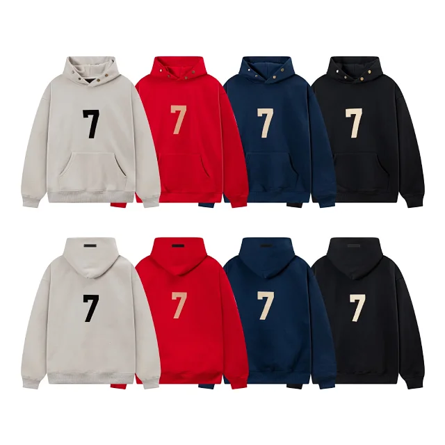 Unbranded Hoodies & Sweatshirts Number 7 graphic pullover hoodie with snap-button hood and kangaroo pocket product detail image 1