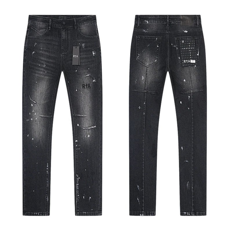 Design RTA Distressed Black Paint-Splatter Jeans - 22