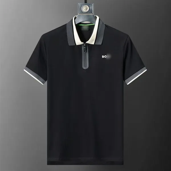 Hugo Boss Zip-Neck Polo Black Tops Polo - 1