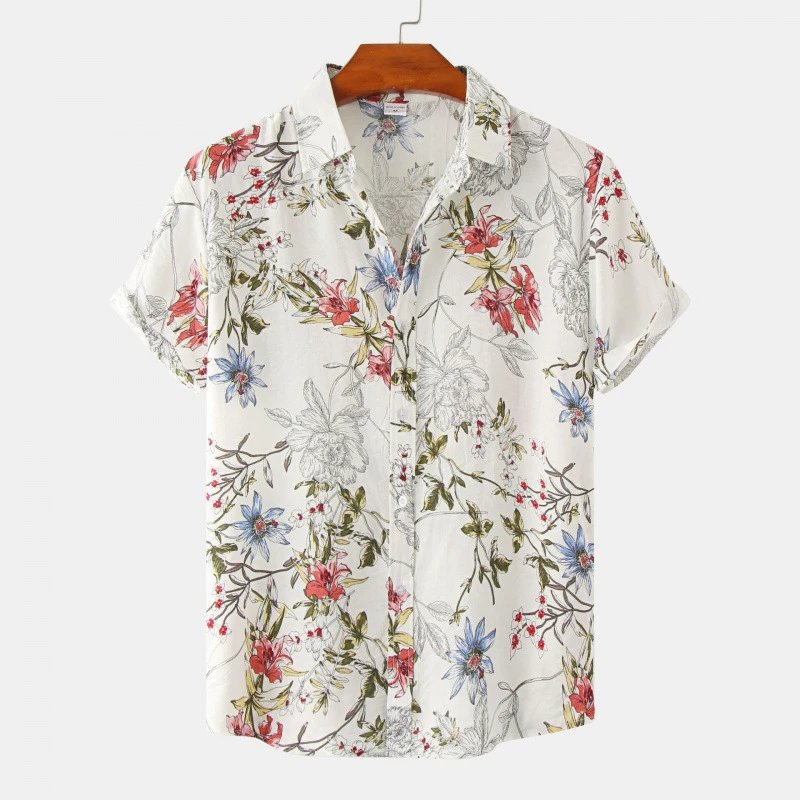 Floral Print Short-Sleeve Button-Up