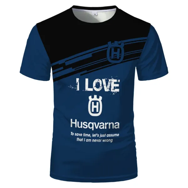 Design Husqvarna I Love Husqvarna Navy Blue T-Shirt T-Shirts - 1