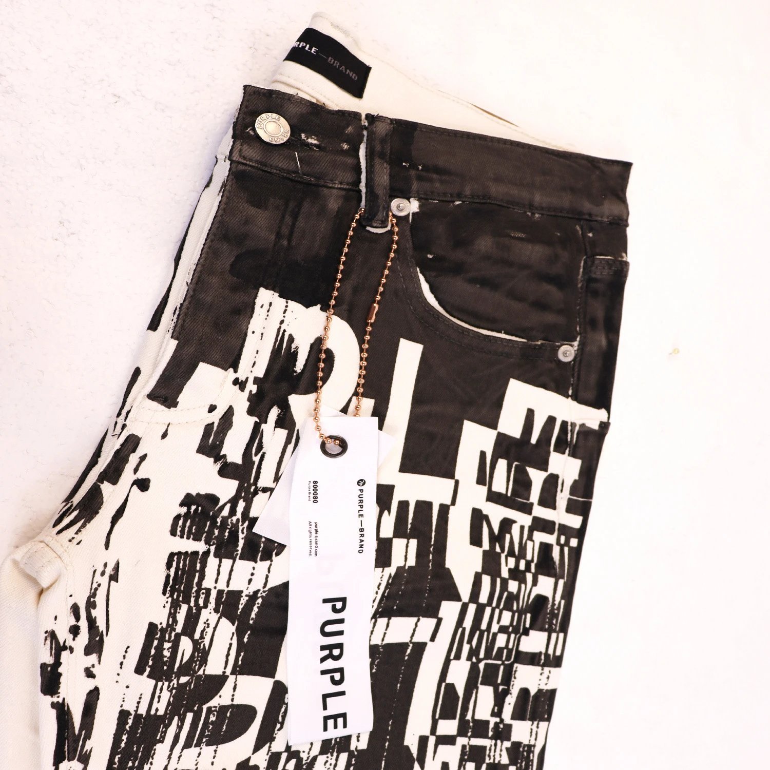 Purple Brand Graphic Print Jeans Gray White - 10