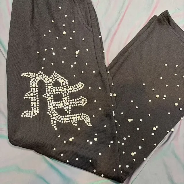 MIX Trousers Rhinestone Letter Drawstring Jogger product detail image 5