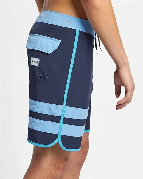Design Hurley Phantom Boardshorts Navy Blue with Light Blue Stripes Swimwear - 18
