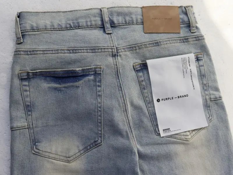 Purple Brand Signature Script Washed Light Blue Jeans - 4