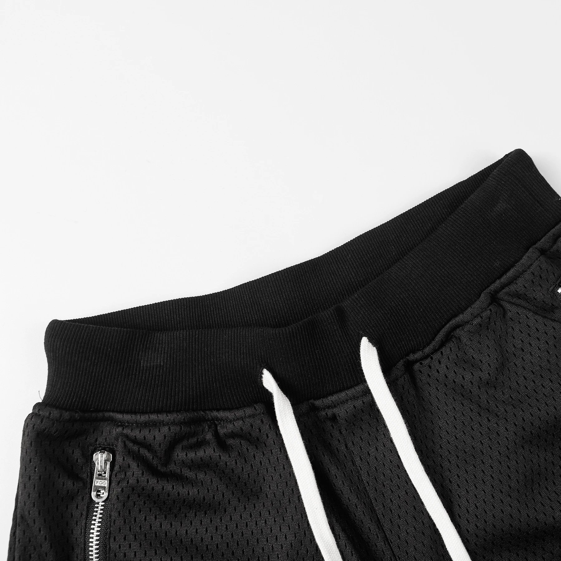 Design Mesh Basketball Shorts Black with White Trim - 3