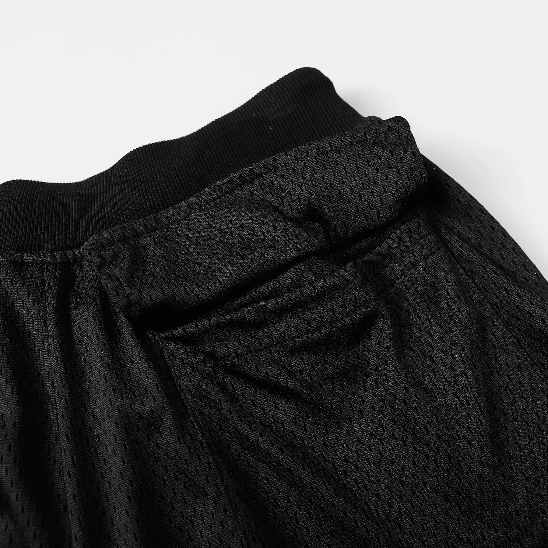 Design Mesh Basketball Shorts Black with White Trim - 4
