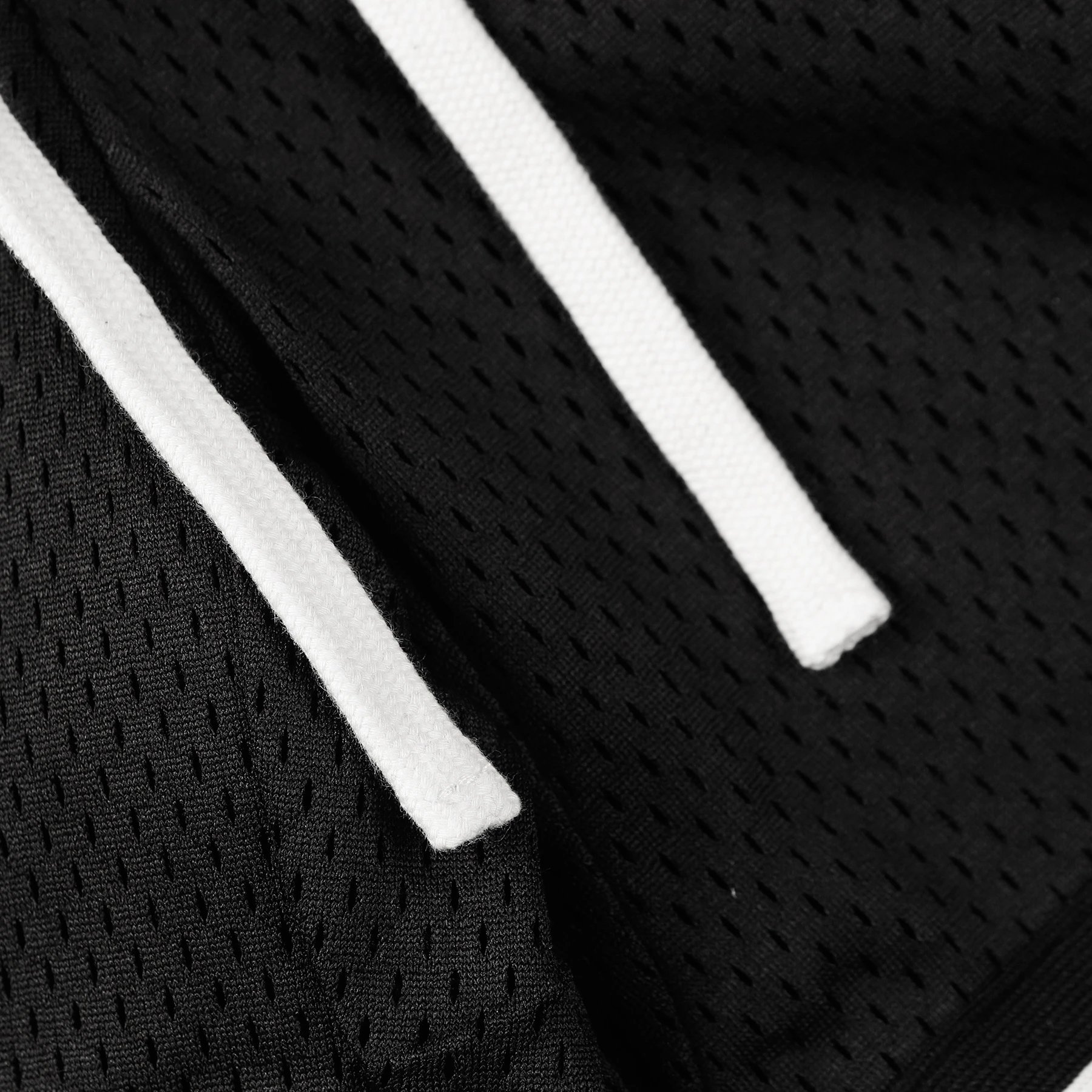 Design Mesh Basketball Shorts Black with White Trim - 10