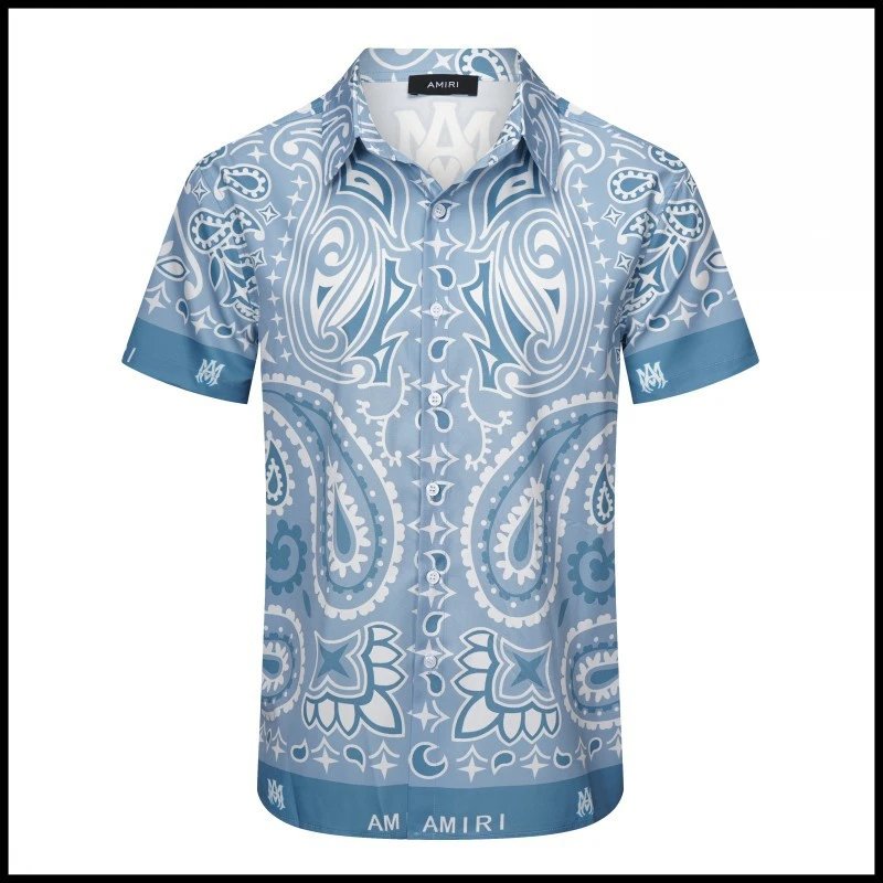 AMIRI Shirts Short-sleeve button-up shirt with paint-drip logo graphic — 9613