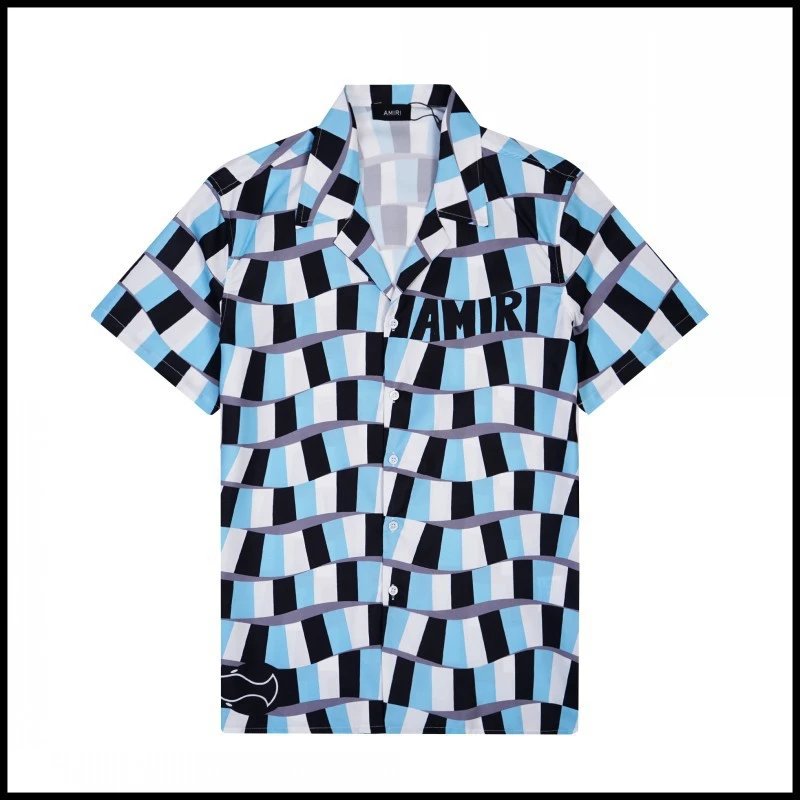 AMIRI Shirts Short-sleeve button-up shirt with paint-drip logo graphic — 9693