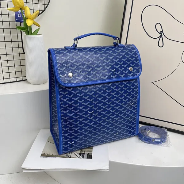 Goyard Saint Louis Bag Blue Chevron Pattern Handbag - 1