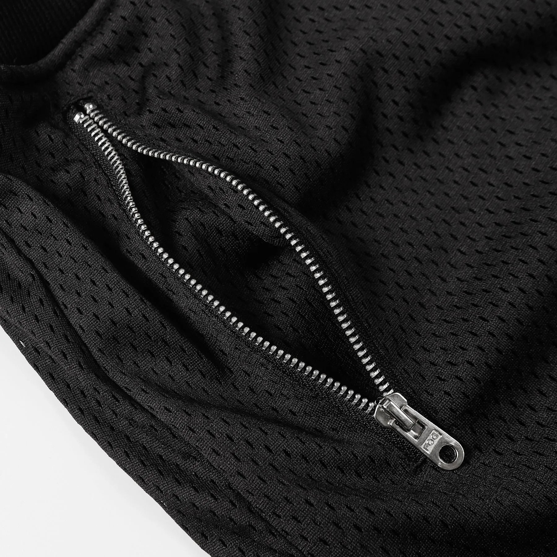 Design Mesh Basketball Shorts Black with White Trim - 11