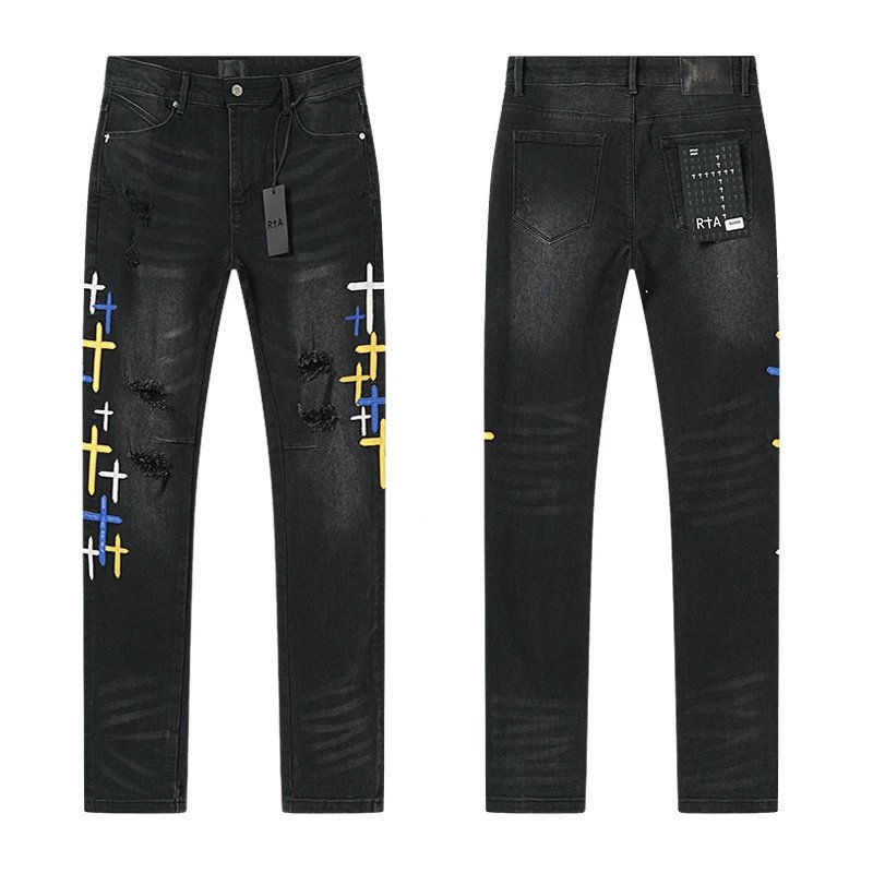 Design RTA Distressed Black Paint-Splatter Jeans - 17