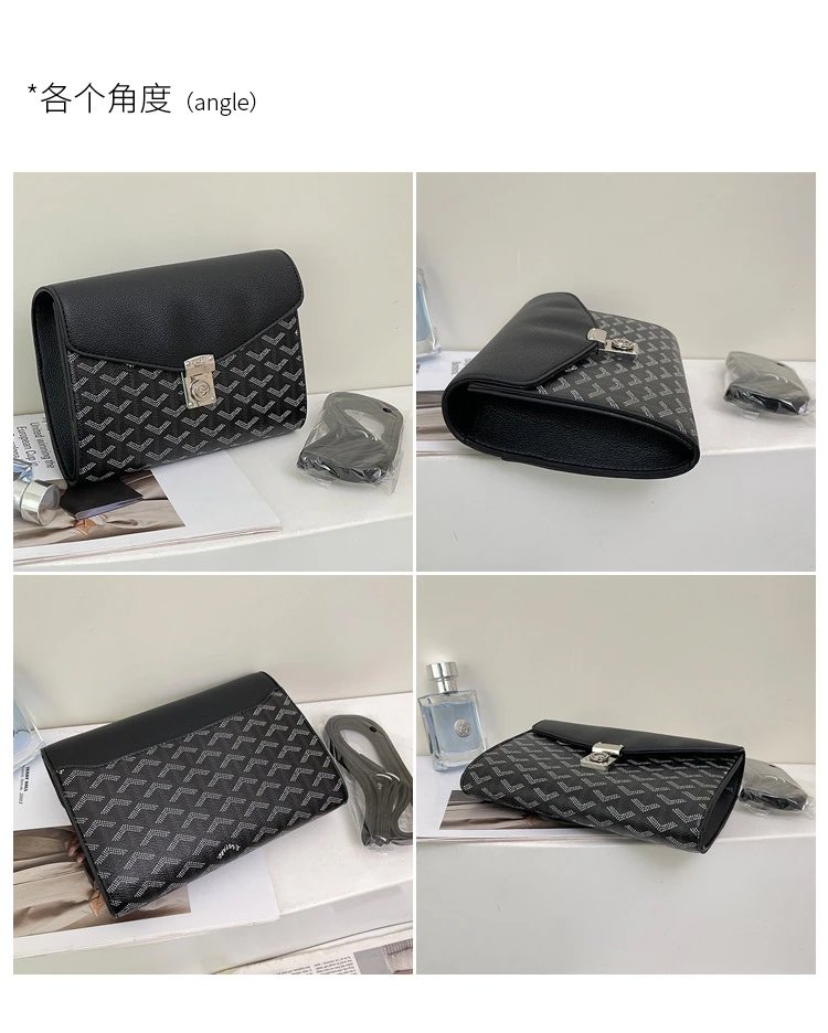Goyard Saint Louis Clutch Black Chevron Pattern Envelope Clutch Clutches - 5