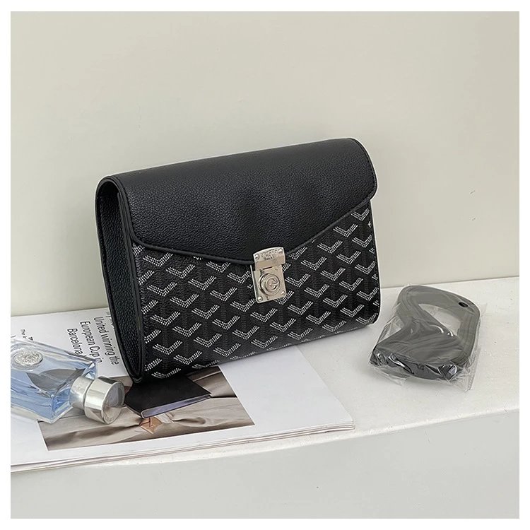 Goyard Saint Louis Clutch Black Chevron Pattern Envelope Clutch Clutches - 11
