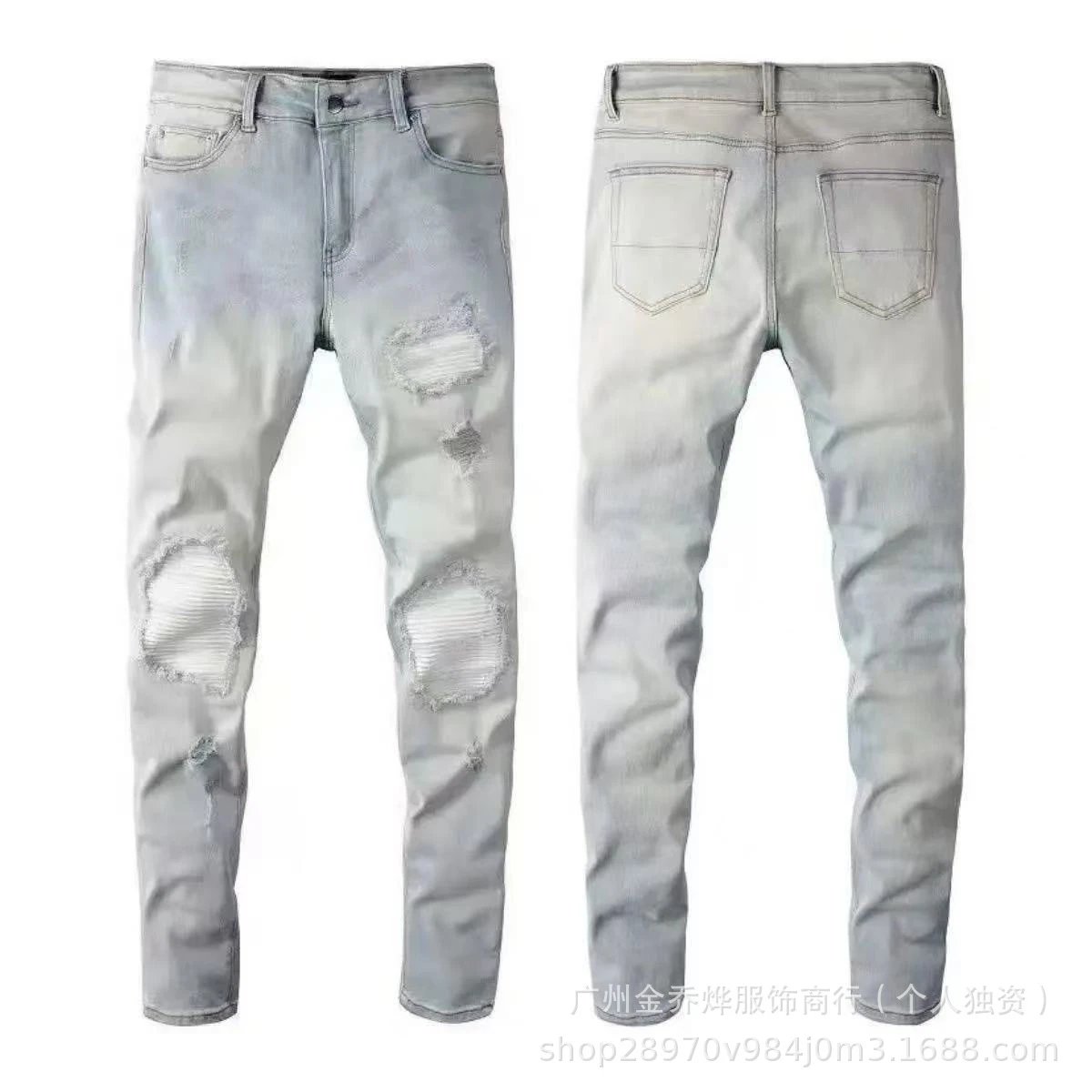 Design Distressed Black Snake-Embroidered Slim Fit Jeans - 23