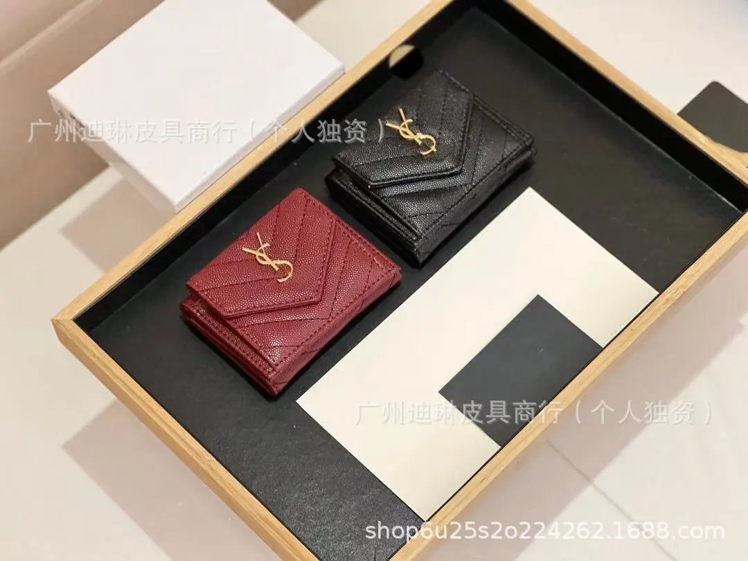 Saint Laurent Monogramme YSL Small Wallet Burgundy Short Wallet - 2