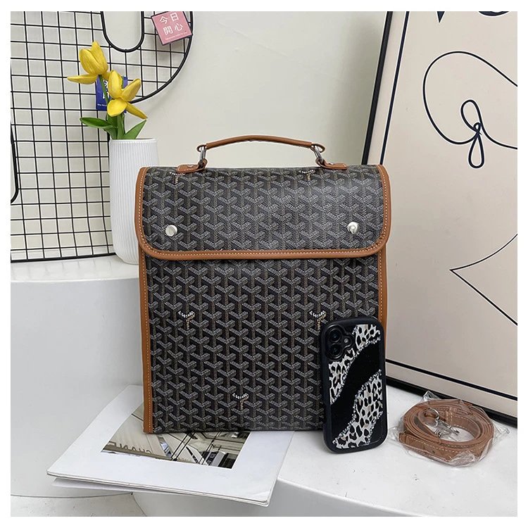 Goyard Saint Louis Briefcase Black and Tan Monogram Canvas Messenger Bag - 12