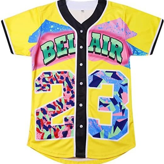 Unbranded Shirts Short-Sleeve Button-Front Baseball Jersey with Bel Air 23 Graphic image 4