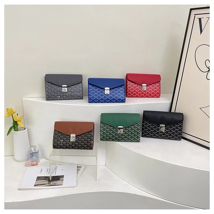 Goyard Saint Louis Clutch Black Chevron Pattern Envelope Clutch Clutches - 16