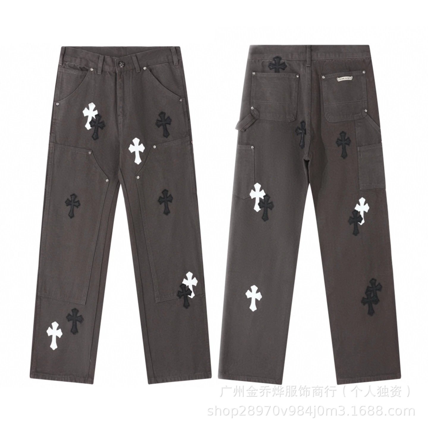 Chrome Hearts Cross-Embellished Black Carpenter Pants - 4