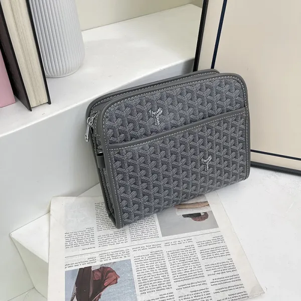 Goyard Saint-Louis Pouch Gray Canvas Crossbody Bag - 1