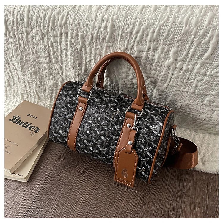 Goyard Saint Louis PM Black and Brown Canvas Boston Bag Handbags - 13