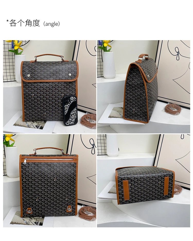 Goyard Saint Louis Briefcase Black and Tan Monogram Canvas Messenger Bag - 5
