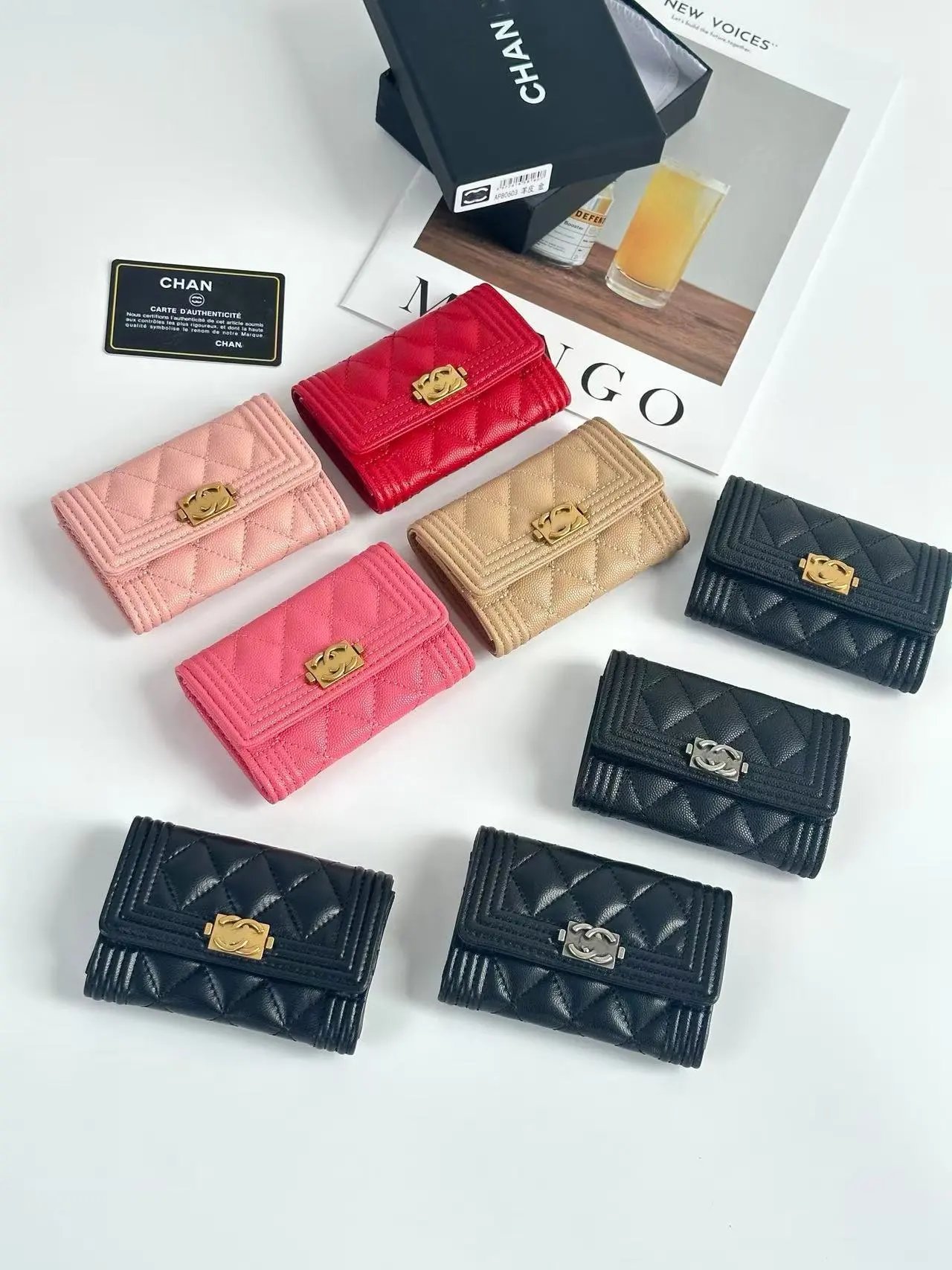 Chanel Boy Wallet Pink Quilted Calfskin Gold-Tone Hardware Short Wallet - 9