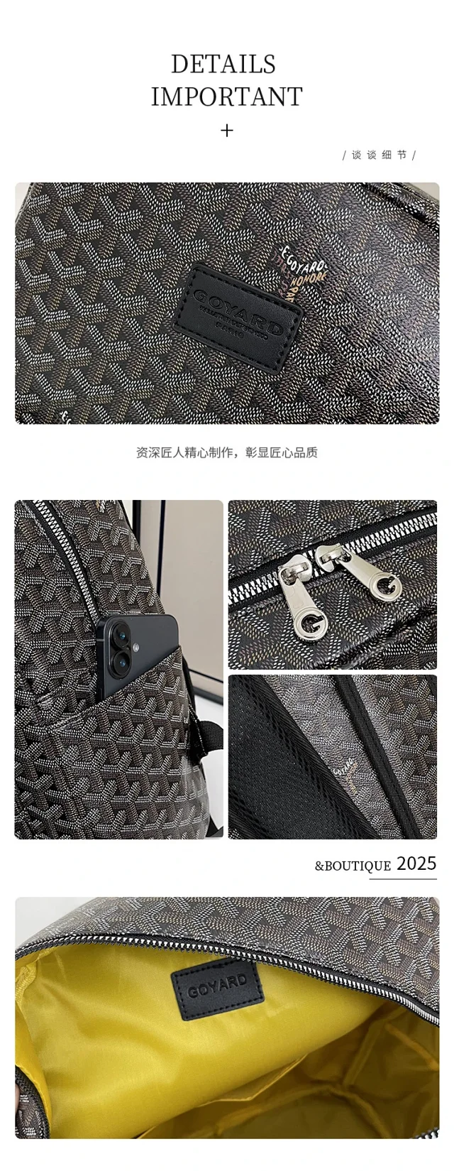 Goyard Backpacks Goyardine monogram zip backpack product detail image 2
