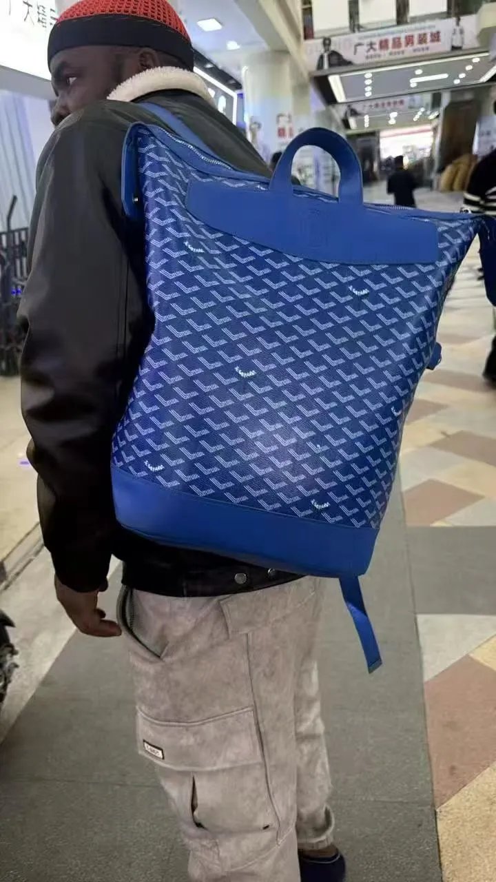 Goyard Saint-Louis PM Blue Chevron Canvas Bucket Bag Handbags - 18