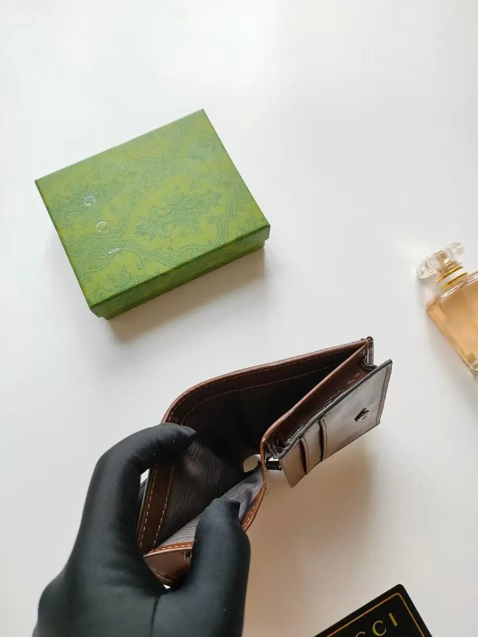 Gucci GG Marmont Mini Wallet Beige and Brown Canvas Wallet Short Wallet - 8