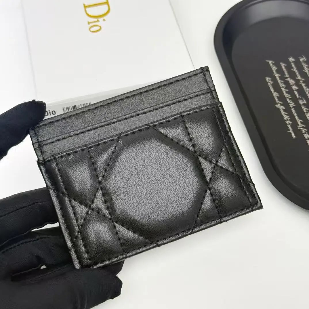 Dior Card Holder Quilted Leather in Black, Pink, and Beige - 6