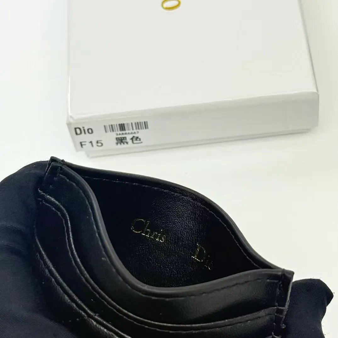 Dior Card Holder Quilted Leather in Black, Pink, and Beige - 9