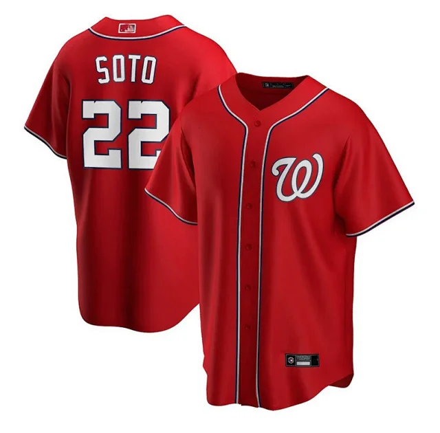 MLB T-Shirts Button-Front Baseball Jersey with Team and Player Graphics product detail image 4