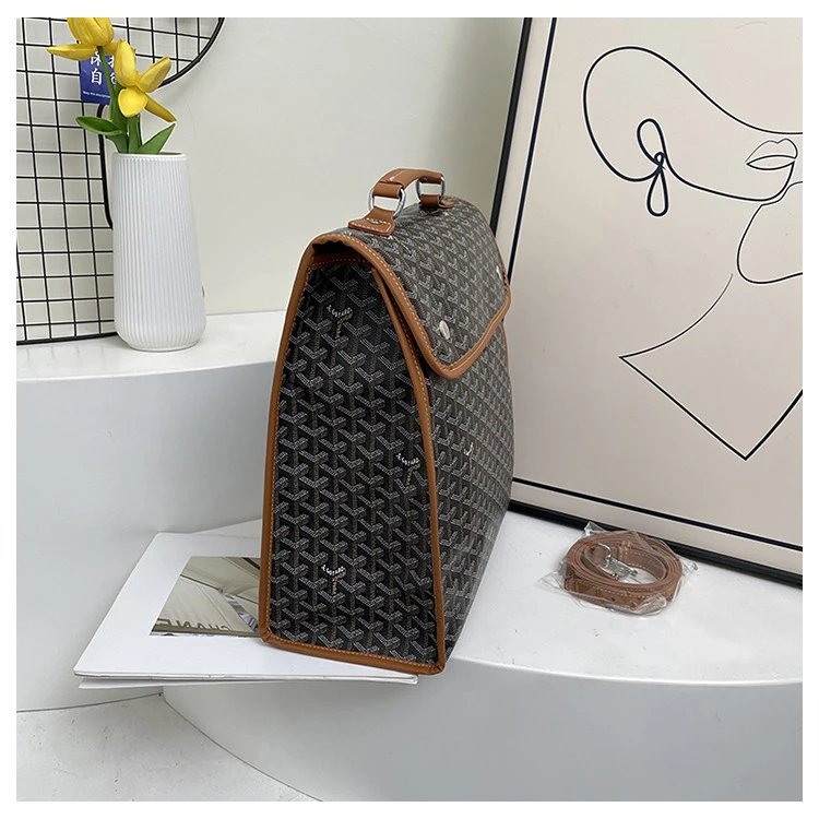 Goyard Saint Louis Briefcase Black and Tan Monogram Canvas Messenger Bag - 13