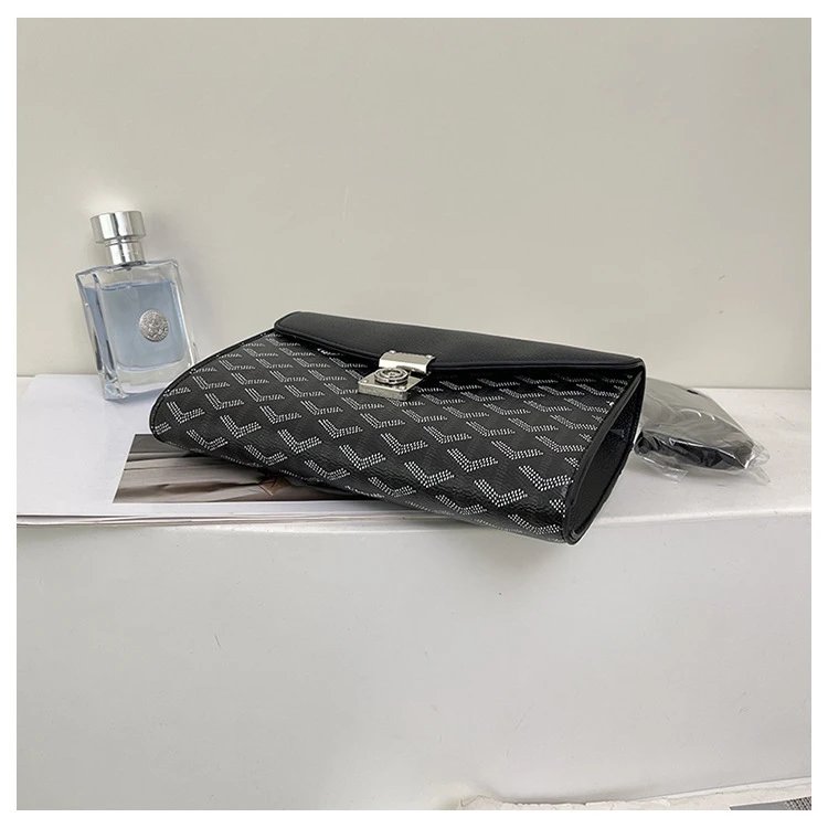 Goyard Saint Louis Clutch Black Chevron Pattern Envelope Clutch Clutches - 13